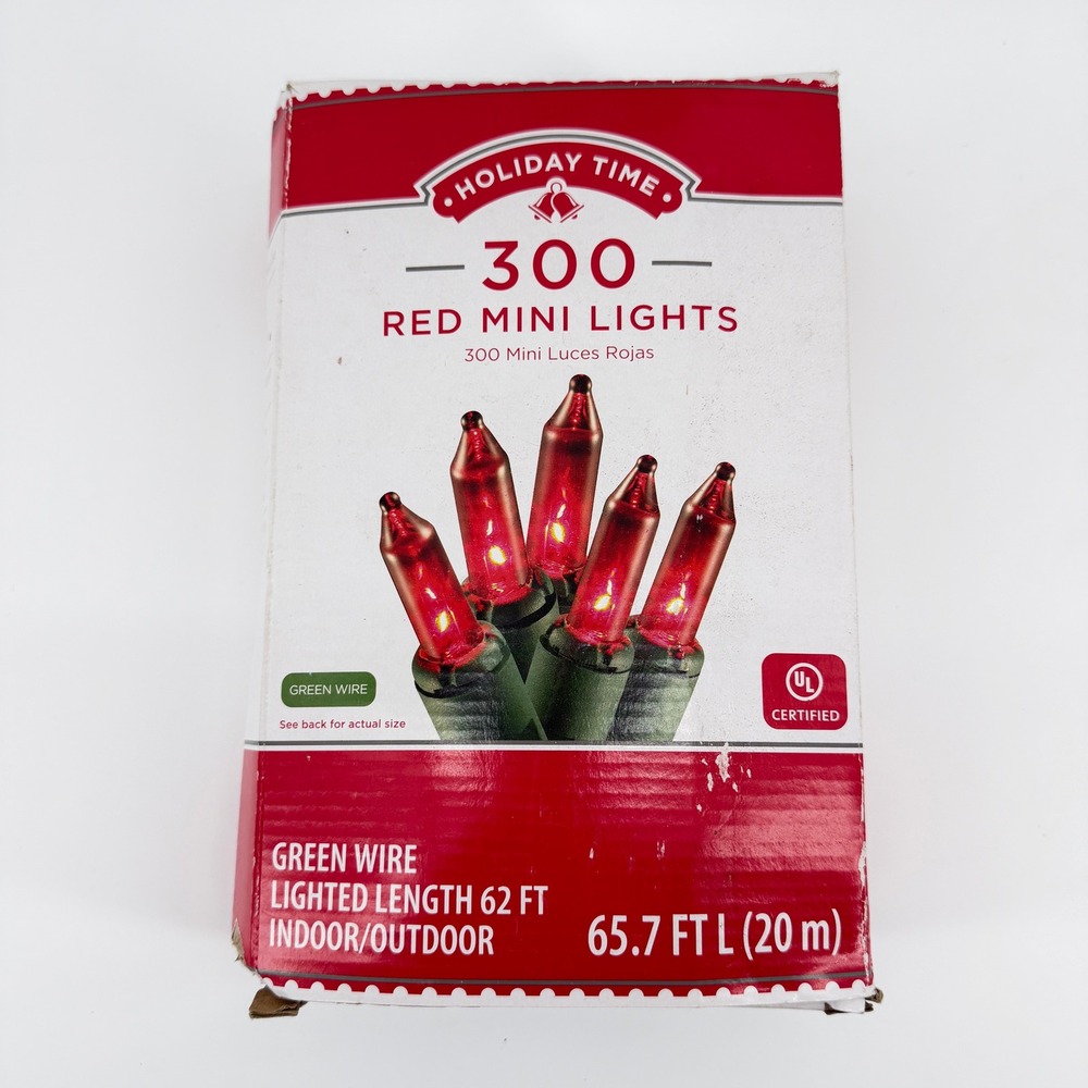 Holiday Time 300 Red Mini Lights Christmas Indoor Outdoor 65f - New!